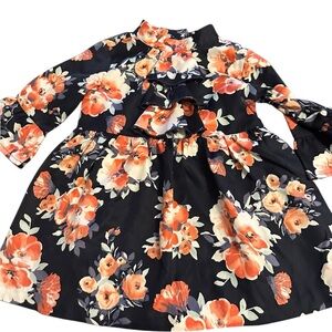 Janie and Jack Floral Bell Sleeve Dress button down back, ruffles on front 2T